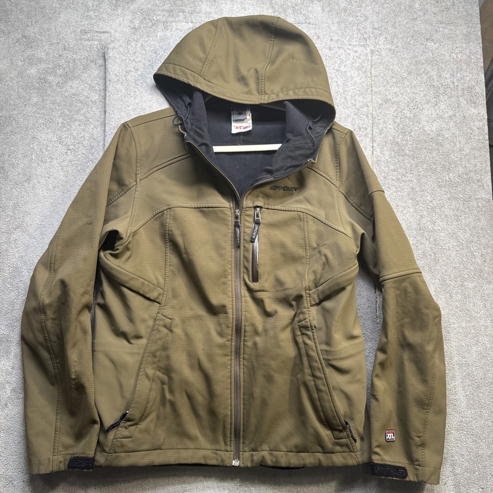 Spyder XTL‎ 5000 mens olive green hooded softshell jacket water resistant M